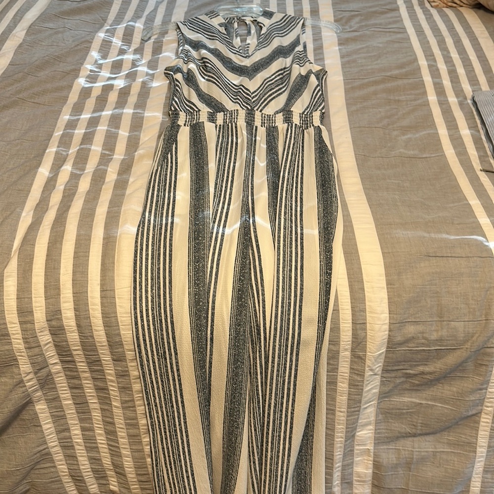 Monteau Romper, Dark Blue and white, Extra Small